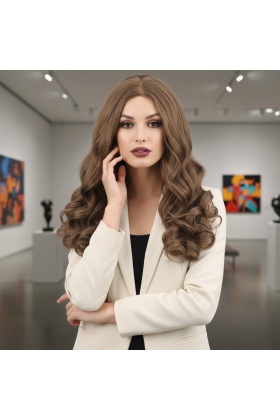 Dalgalı Perçemsiz Uzun Fiber Sentetik Peruk - Bebek Kumralı