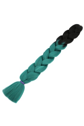 Afrika Örgülük Sentetik Ombreli Saç 100 Gr. - Siyah / Yeşil