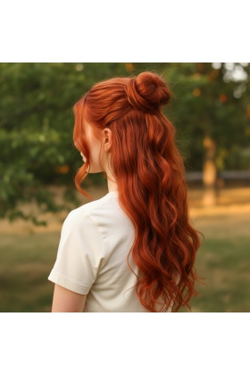 Fiber Sentetik Dalgalı Yarım Ay + 2 Yan Çıt Çıt - Bakır