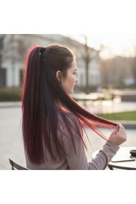 Fiber Sentetik Düz 8 Parça Çıt Çıt - Koyu Kızıl