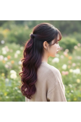 Fiber Sentetik Dalgalı 8 Parça Çıt Çıt - Koyu Kızıl