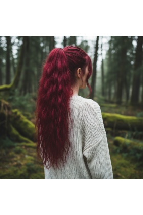 Bağlamalı Kabarık Dalgalı At Kuyruğu - Kızıl