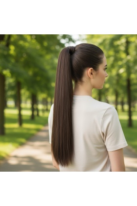 Bağlamalı Düz At Kuyruğu - Koyu Kahve