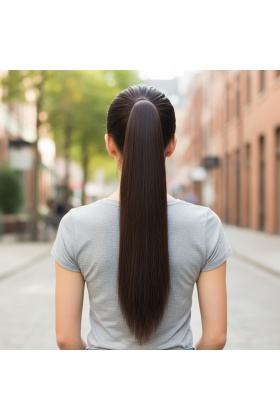 Tokalı Düz At Kuyruğu - Koyu Kahve