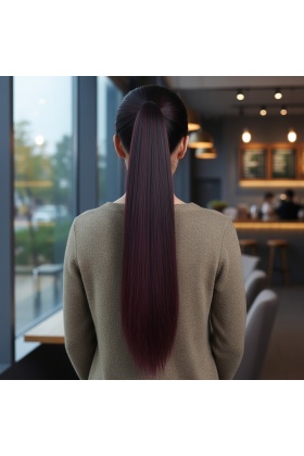 Tokalı Düz At Kuyruğu - Koyu Kızıl