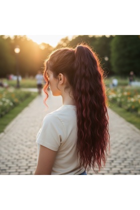 Tokalı Kabarık Dalgalı At Kuyruğu - Koyu Kızıl