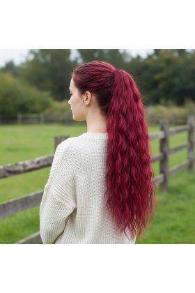 Tokalı Kabarık Dalgalı At Kuyruğu - Kızıl