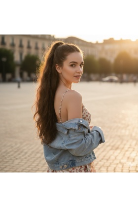 Bağlamalı Dalgalı At Kuyruğu - Açık Kahve