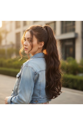 Bağlamalı Dalgalı At Kuyruğu - Kahve Karamel