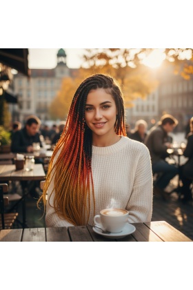 Afrika Örgüsü Ve Rasta İçin Sentetik Ombreli Saç - Siyah / Bakır / Karamel