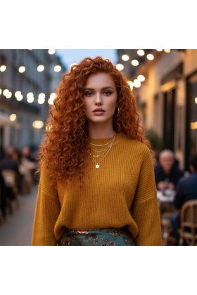 Gerçek Front Lace Tül Peruk - Afro Dalgalı - Bakır 70-75cm