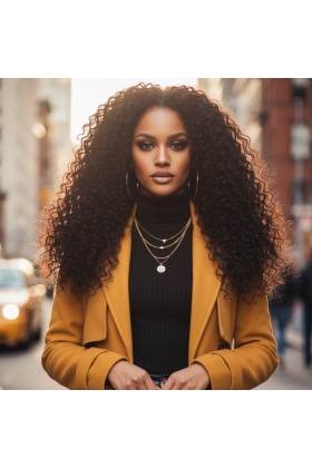 Gerçek Front Lace Tül Peruk - Su Dalgası - Doğal 65-70cm