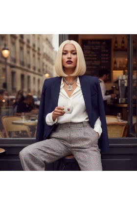 Platin T Lace Gerçek Küt Peruk