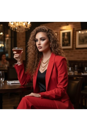 Afro Dalga Front Lace Gerçek Tül Peruk - Kumral - 60-65cm