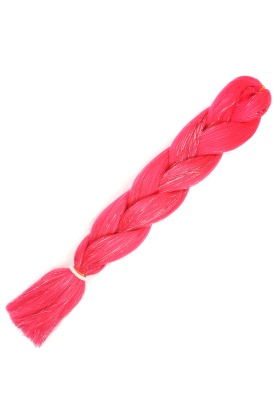 Simli Koyu Pembe Örgülük Saç 100 Gr.