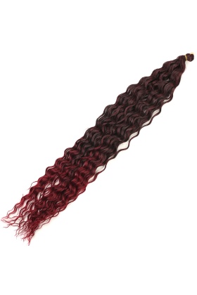 Rus Afro Dalgası Saç - Siyah / Kızıl Ombreli