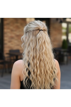 Fiber Sentetik Kabarık Dalgalı Yarım Ay + 2 Yan Çıt Çıt - Balköpüğü Beyaz Platin Röfleli