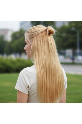 Fiber Sentetik Düz Yarım Ay + 2 Yan Çıt Çıt - Balköpüğü Beyaz Platin Röfleli