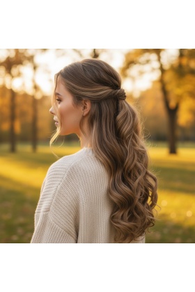 Fiber Sentetik Dalgalı 8 Parça Çıt Çıt - Karamel Platin Röfleli