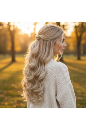 Fiber Sentetik Dalgalı 8 Parça Çıt Çıt - Kumral Beyaz Platin Röfleli