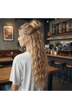 Fiber Sentetik Kabarık Dalgalı 8 Parça Çıt Çıt - Balköpüğü Beyaz Platin Röfleli