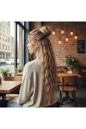 Fiber Sentetik Kabarık Dalgalı 8 Parça Çıt Çıt - Karamel Platin Röfleli