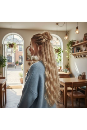 Fiber Sentetik Kabarık Dalgalı 8 Parça Çıt Çıt - Kumral Beyaz Platin Röfleli