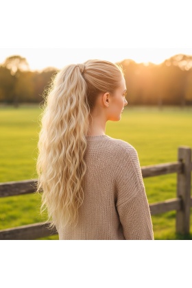 Bağlamalı Kabarık Dalgalı At Kuyruğu - Balköpüğü Beyaz Platin Röfleli