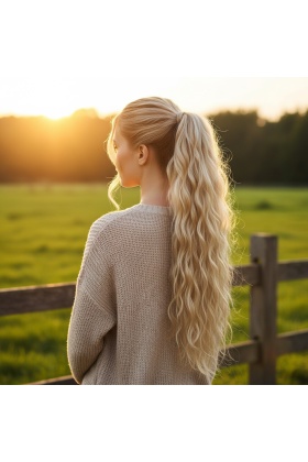 Bağlamalı Kabarık Dalgalı At Kuyruğu - Kumral Beyaz Platin Röfleli