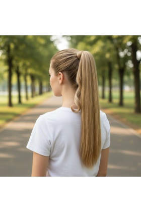 Bağlamalı Düz At Kuyruğu - Karamel Platin Röfleli