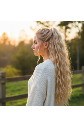 Tokalı Kabarık Dalgalı At Kuyruğu - Balköpüğü Beyaz Platin Röfleli