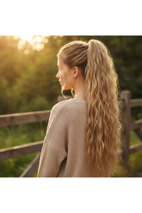 Tokalı Kabarık Dalgalı At Kuyruğu - Karamel Platin Röfleli