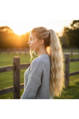 Tokalı Kabarık Dalgalı At Kuyruğu - Kumral Beyaz Platin Röfleli
