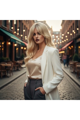 Dalgalı Perçemli Fiber Sentetik Orta Boy Peruk - Platin