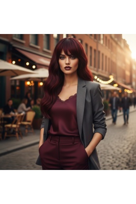 Dalgalı Perçemli Fiber Sentetik Orta Boy Peruk - Kızıl Kahve