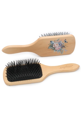 Ahşap, Topuzsuz ve Baskılı Saç Açma Fırçası - JT8586-06