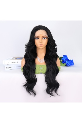 Siyah Dalgalı Uzun Boy Tül Peruk