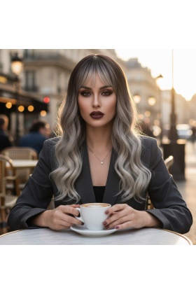 Dalgalı Kısa Perçemli Fiber Sentetik Peruk - Ombre ve Röfleli