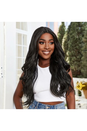 Su Dalgası Fiber Sentetik Tül Peruk - Siyah