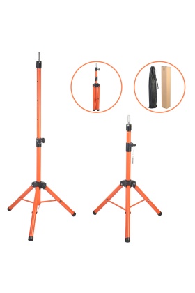 Kuaför Eğitim Mankeni İçin Metal Tripod - Turuncu + Taşıma Çantası