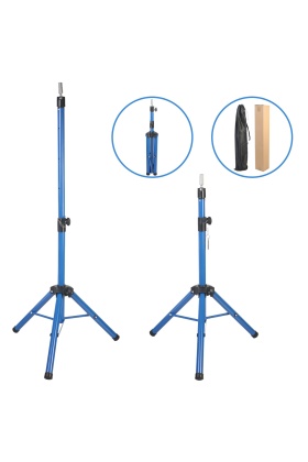 Kuaför Eğitim Mankeni İçin Metal Tripod - Mavi + Taşıma Çantası