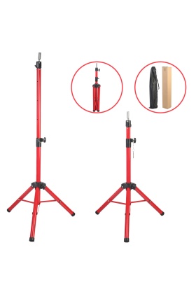 Kuaför Eğitim Mankeni İçin Metal Tripod - Kırmızı + Taşıma Çantası
