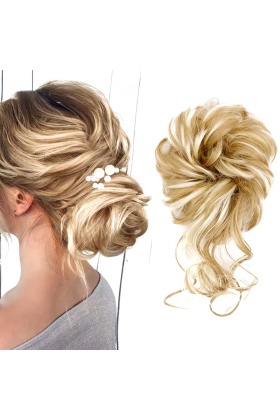Saçlı Lastikli Kuyruklu Topuz Toka - Balköpüğü / Platin Röfle