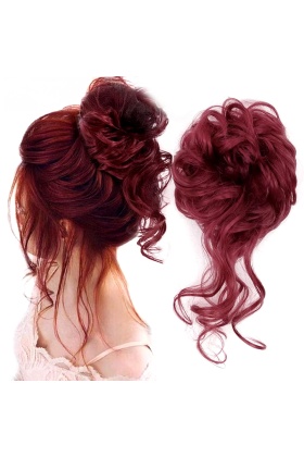 Saçlı Lastikli Kuyruklu Topuz Toka - Kızıl