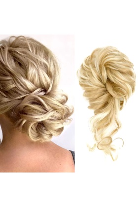 Saçlı Lastikli Kuyruklu Topuz Toka - Balköpüğü / Açık Platin Röfle