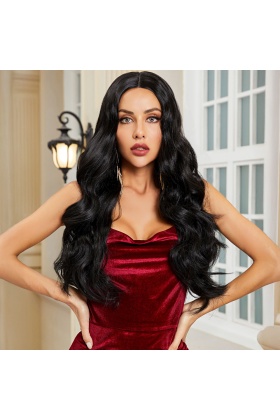 Uzun Boy Dalgalı Siyah Tül Peruk