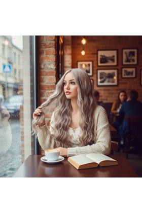 Uzun Su Dalgası Fiber Sentetik Peruk - Küllü Bebek Sarı