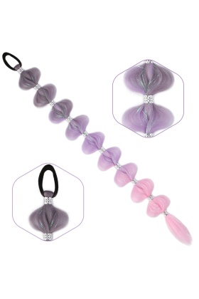 Örgülü Simli Aksesuarlı Lastikli At Kuyruğu - ACM06