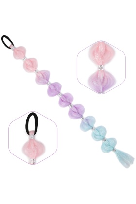 Örgülü Simli Aksesuarlı Lastikli At Kuyruğu - ACM25