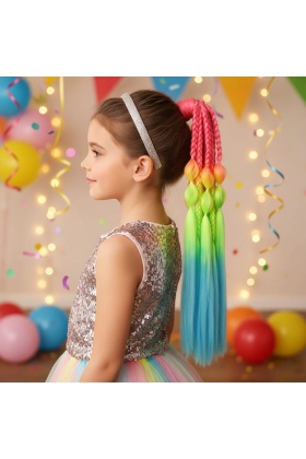 Balon ve Düz Salaş Örgülü Lastikli At Kuyruğu - ACM05